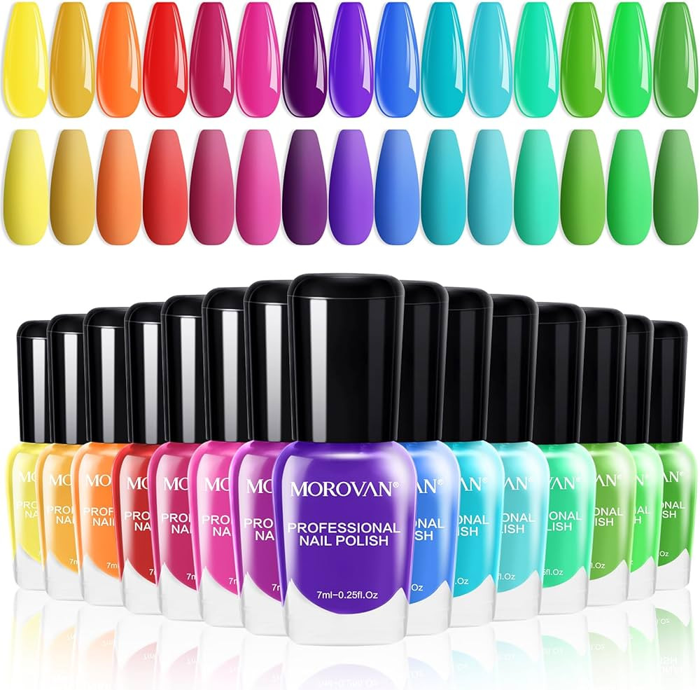 Morovan 15 Bright Color 0.25oz Air Dry Nail Polish Gift Set for Women | Amazon (US)