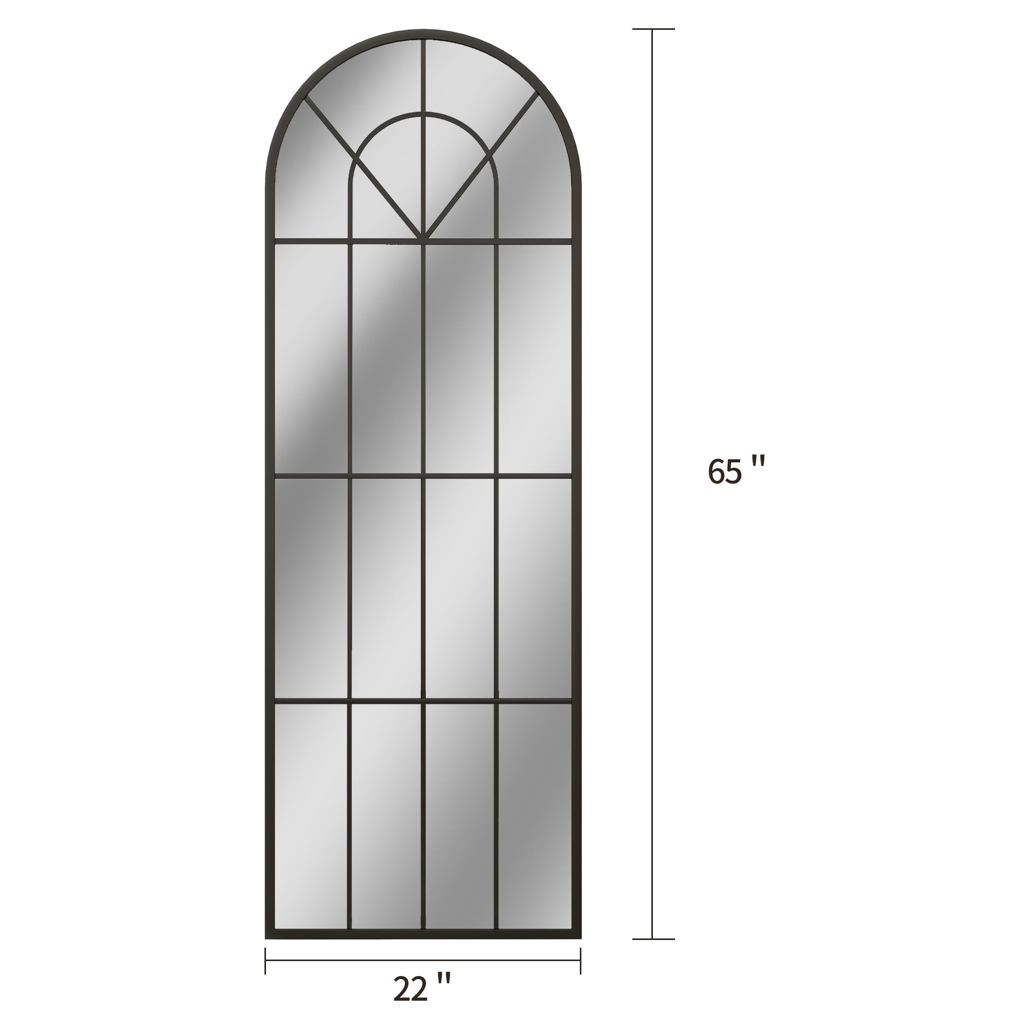 TinyTimes 65"x 22" Arched Full Length Window Wall Mirror,Winndow Pane Mirror, Farmhouse Arched-To... | Amazon (US)