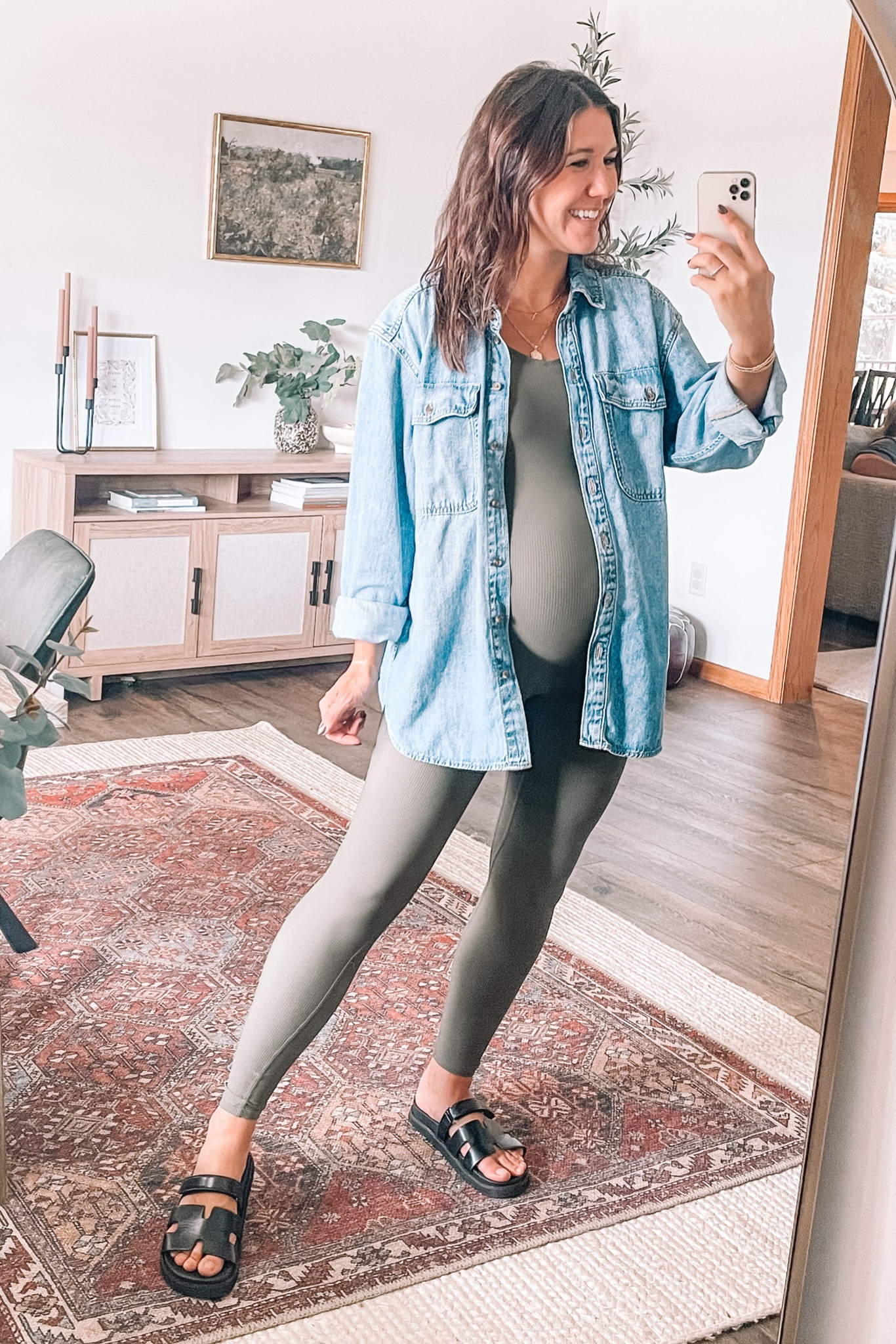 Casual fall outfit. This maternity jumpsuit is so comfortable and holds it all in. Wearing small. Sized up to medium in the denim shacket 

Amazon fashion 
Fall outfits
Bump style
Pregnancy style
Maternity outfit 
Amazon finds
Target style 
Target finds 

#LTKFindsUnder50 #LTKStyleTip #LTKBump
