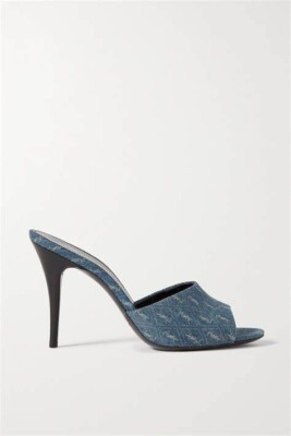 Saint Laurent YSL 39 Denim Jeans Monogram Mule Slide Sandals Heels Shoes New | eBay US