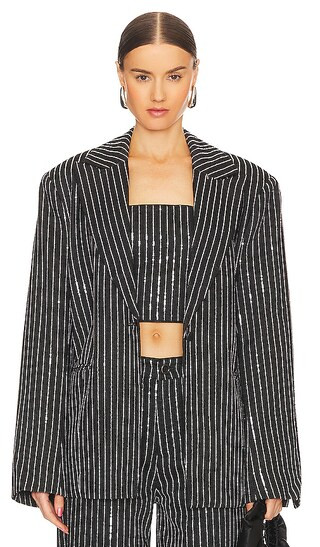 Sequin Twill Blazer in Black | Revolve Clothing (Global)