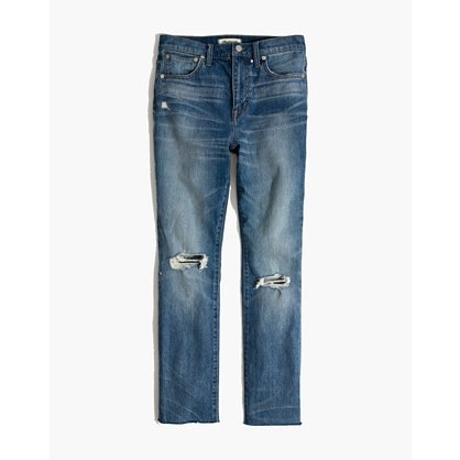 The High-Rise Slim Crop Boyjean: Knee-Rip Edition | Madewell