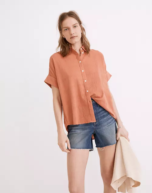 Courier Pintuck-Back Shirt in Textured Windowpane | Madewell