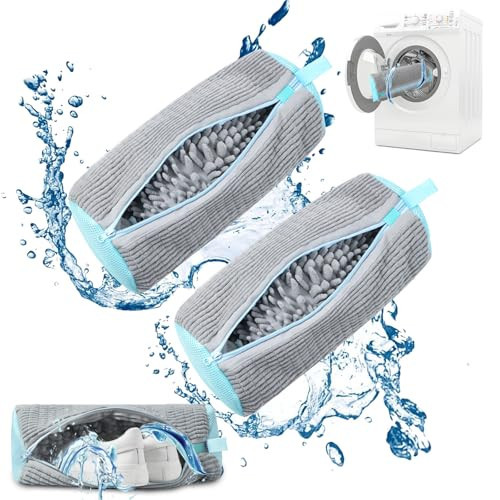 QZLKNIT Shoe Washing Machine Bag This Washing Machine Shoe Bag Can Be Cleaned 360° Around Reusable and Durable Laundry Shoe Bag Side Zipper, Suitable for Washing Machine and Dryer (Grey 2 Pcs) | Amazon (US)