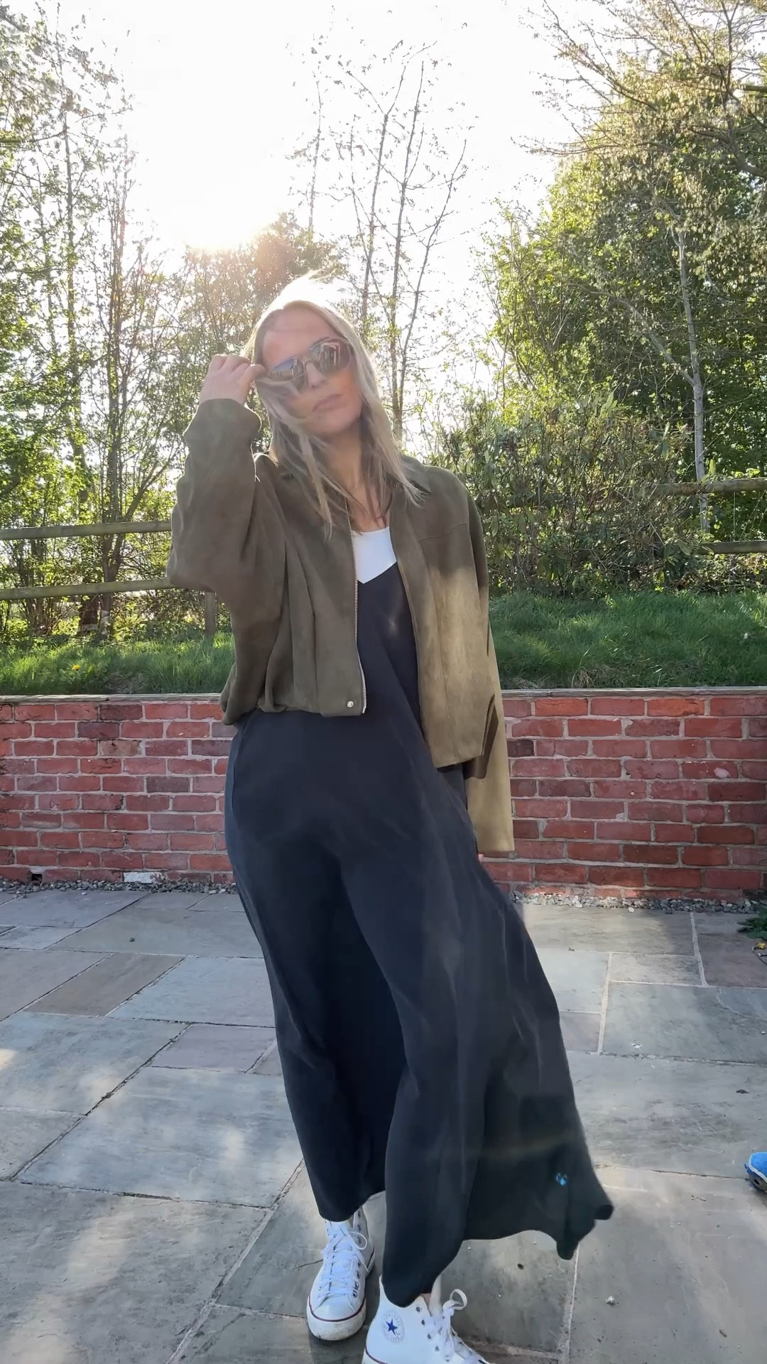 Spring in the U.K. 
Plenty of sunshine today but still windy! 
Wore this outfit for casual drinks in the ☀️

Spring outfit 
Slip dress
Converse 
Suede jacket 

#LTKspring LTKAroundTheWorld 

#LTKdresses