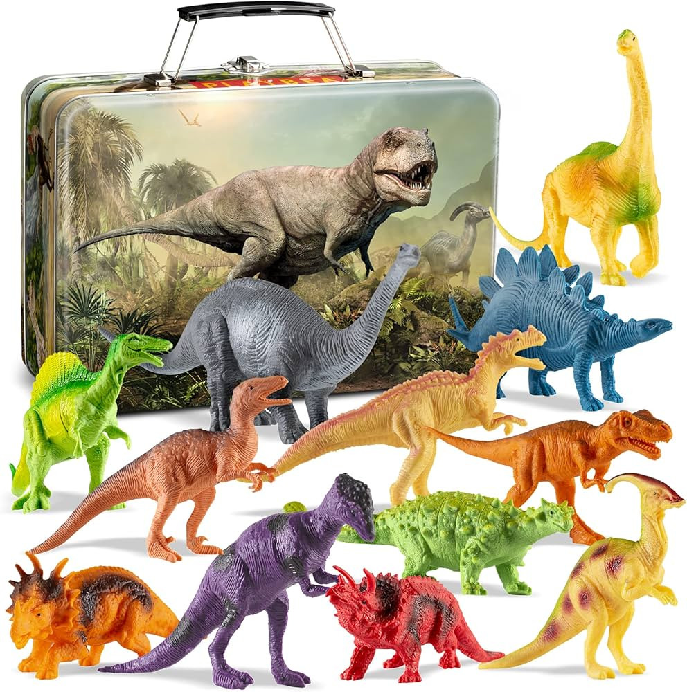 PLAYVIBE Dinosaur Toys - 12 7-Inch Realistic Dinosaurs Figures with Storage Box |Dino Toys for Ki... | Amazon (US)
