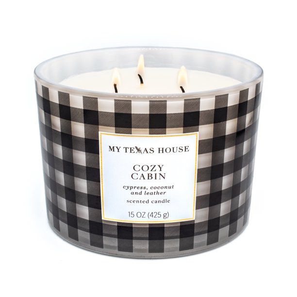 My Texas House, Cozy Cabin 3-wick Candle, 15oz with 35-40 hr Burn Time | Walmart (US)