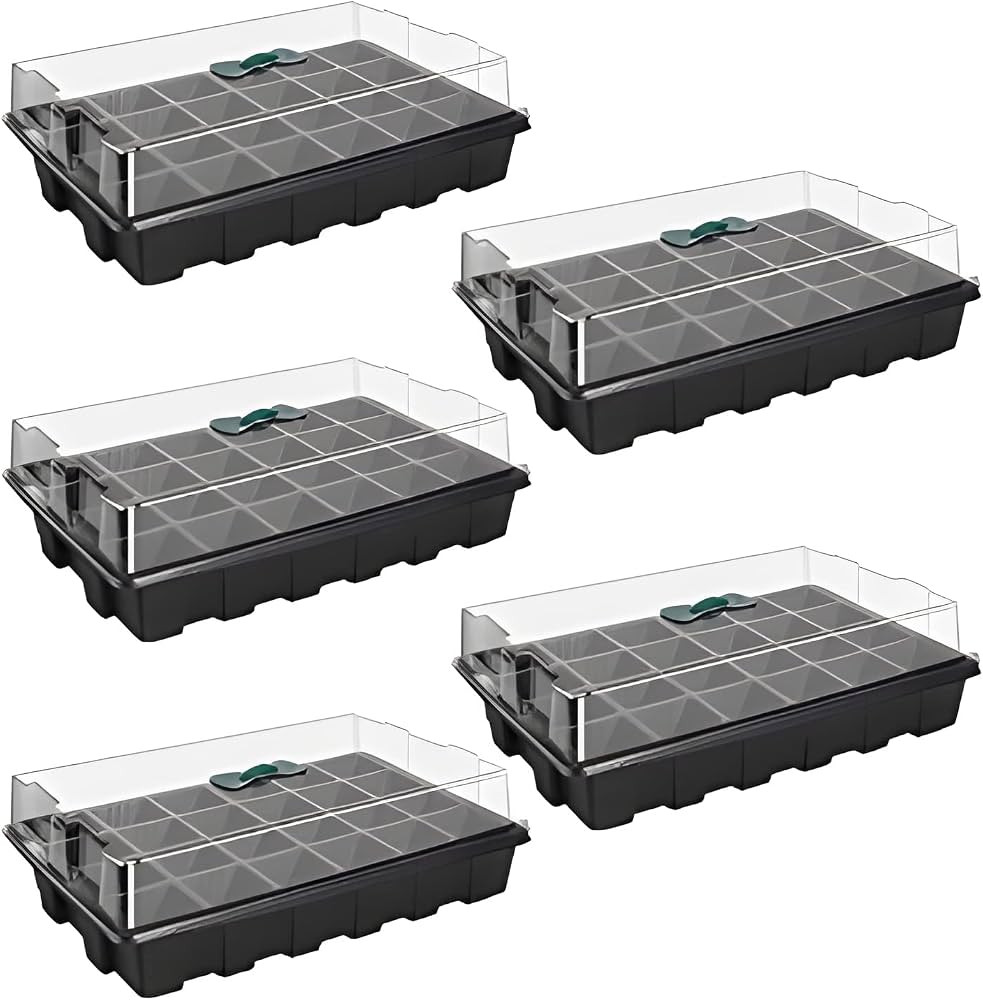 ANGTUO 5 Pack Seed Starter Trays for Planting 120 Cell Plant Germination Trays Plant Starter Kit ... | Amazon (US)
