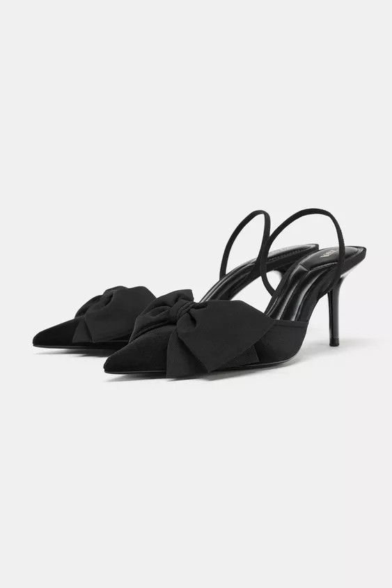 VELVET SLINGBACK SHOES WITH BOW | Zara UK