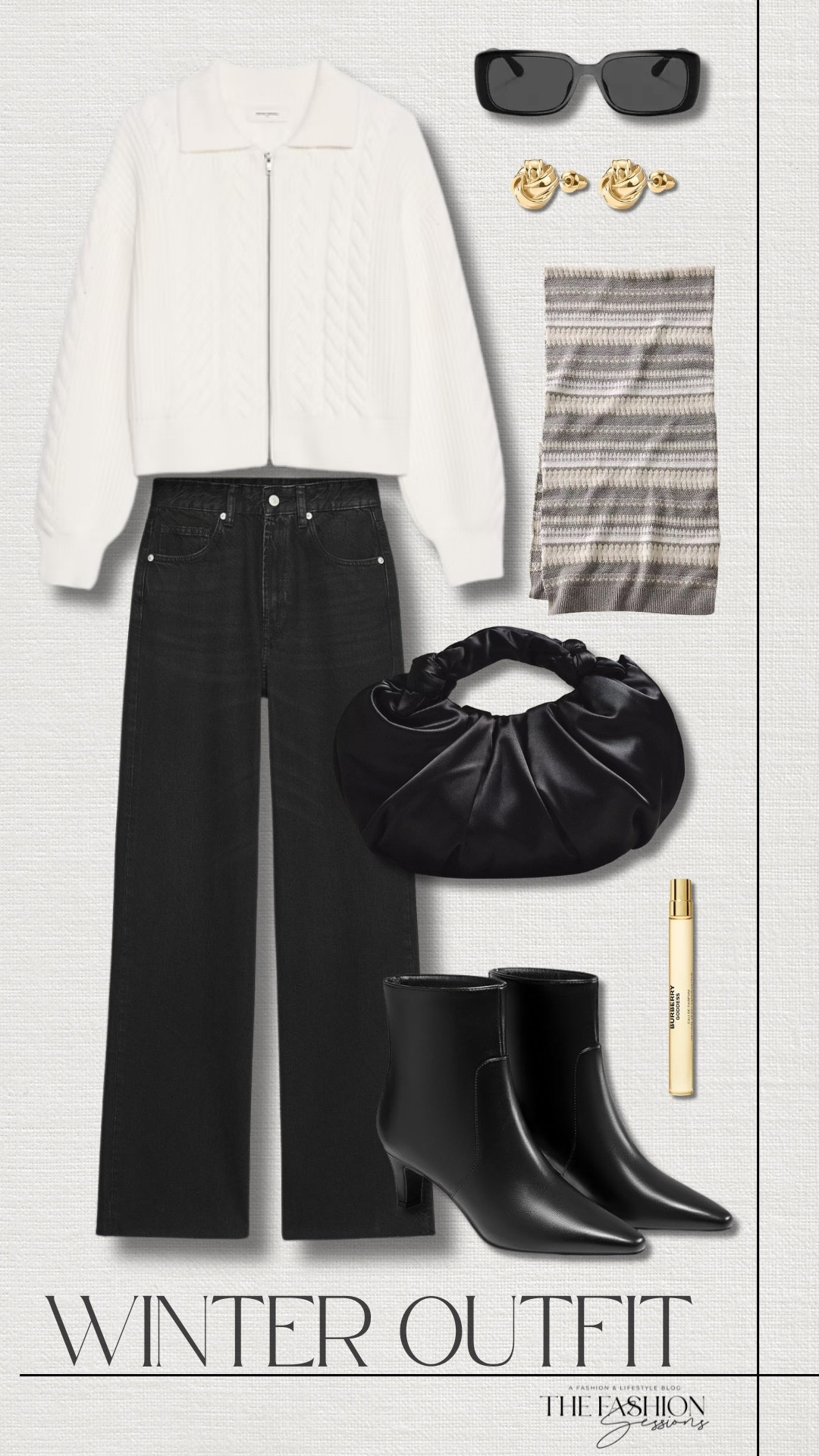 Winter outfit inspo!
perfectly soft cable sweater jacket | black wide leg jeans | haven well within organic cotton blend nostalgic fair isle scarf | black leather booties | slouchy satin knotted bag | gold love knot stud earrings | coach sunglasses | burberry goddess perfume | winter outfit | casual outfit

#LTKSaleAlert #LTKootd #LTKFindsUnder100