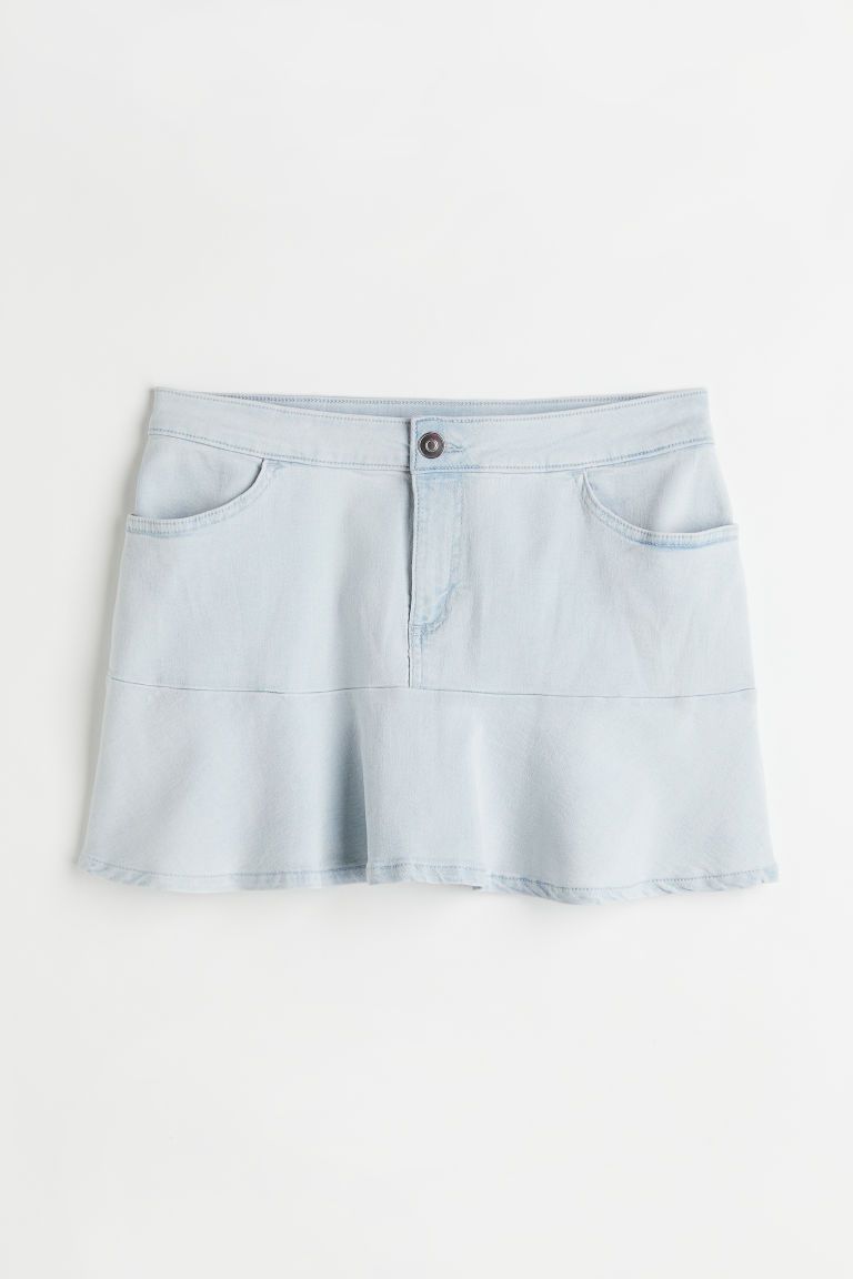 H & M - Peplum Denim Skirt - Blue | H&M (US + CA)