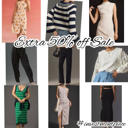 From dresses (midi and mini) to on trend pants, cut out skirts and knits- get an extra 50% off all sale @anthropologie. No code needed! #investmentpiece 

#LTKstyletip #LTKsalealert #LTKfindsunder100
