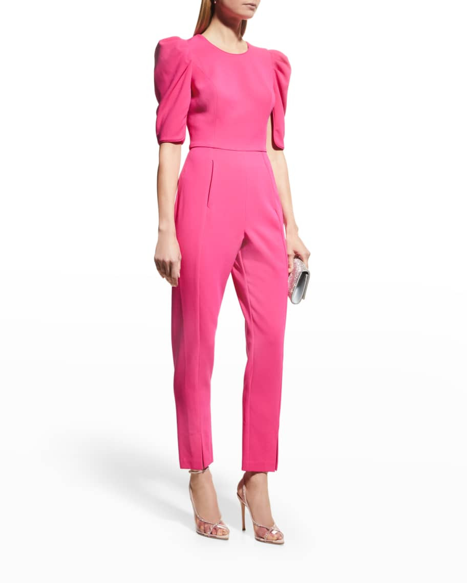 Black Halo Russo Ruffle-Sleeve Straight-Leg Jumpsuit | Neiman Marcus