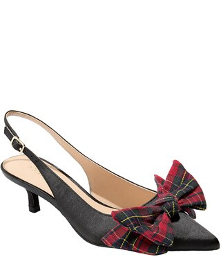 Jack Rogers Debra Satin Tartan Plaid Bow Slingback Kitten Heel Pumps | Dillard's | Dillard's