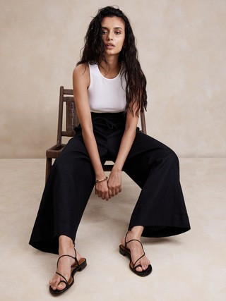 Hemp-Cotton Wide-Leg Paperbag Pant | Banana Republic (US)