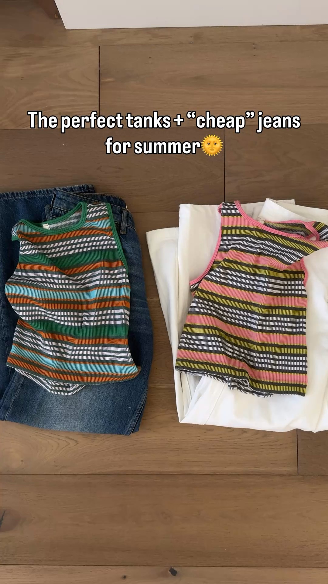 These TANKS! Such fun colorways, and a great full coverage fit if you size up. 
I bought l/xl and they cover my belly button. 
These are colors, green stripe, and peach gray.
I love them paired with my two favorite cheap jeans. The white pair is high waisted so no midriff and the blue denim pair is more of a mid rise because I sized up to a 6 so they sit lower on my hips.

#LTKootd #LTKmomlife #LTKOver40