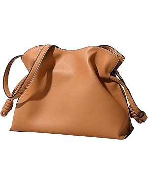 BXCNCKD Women's versatile crossbody cloud drawstring pleated bucket bag with fashionable PU leath... | Amazon (US)