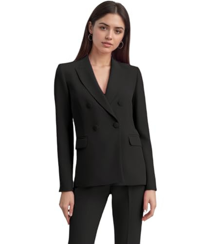 Double Breasted Women's Formal Suits 2 Piece Casual Business Pant Suit for Women Professional Black Plus Size Blazer Set for Work 2XL | Amazon (US)