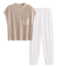 PRETTYGARDEN 2 Piece Outfits for Women Summer 2026 Knit Vest Tops Sweatpants Spring Beach Vacatio... | Amazon (US)