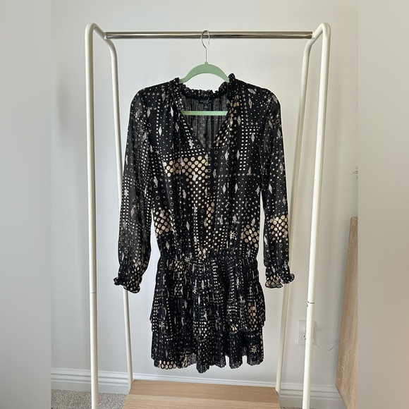 Anthropologie current air drop waist dress black starry night print size small | Poshmark
