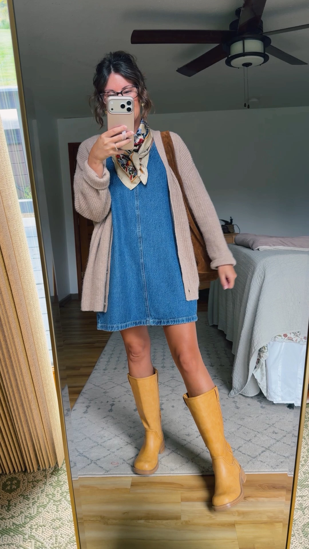 my denim dress is older form Gap, but linking similar. Wearing xs petite. My boots are size 6. My cashmere cardigan is size xs.

#LTKPetite #LTKSeasonal #LTKgrwm