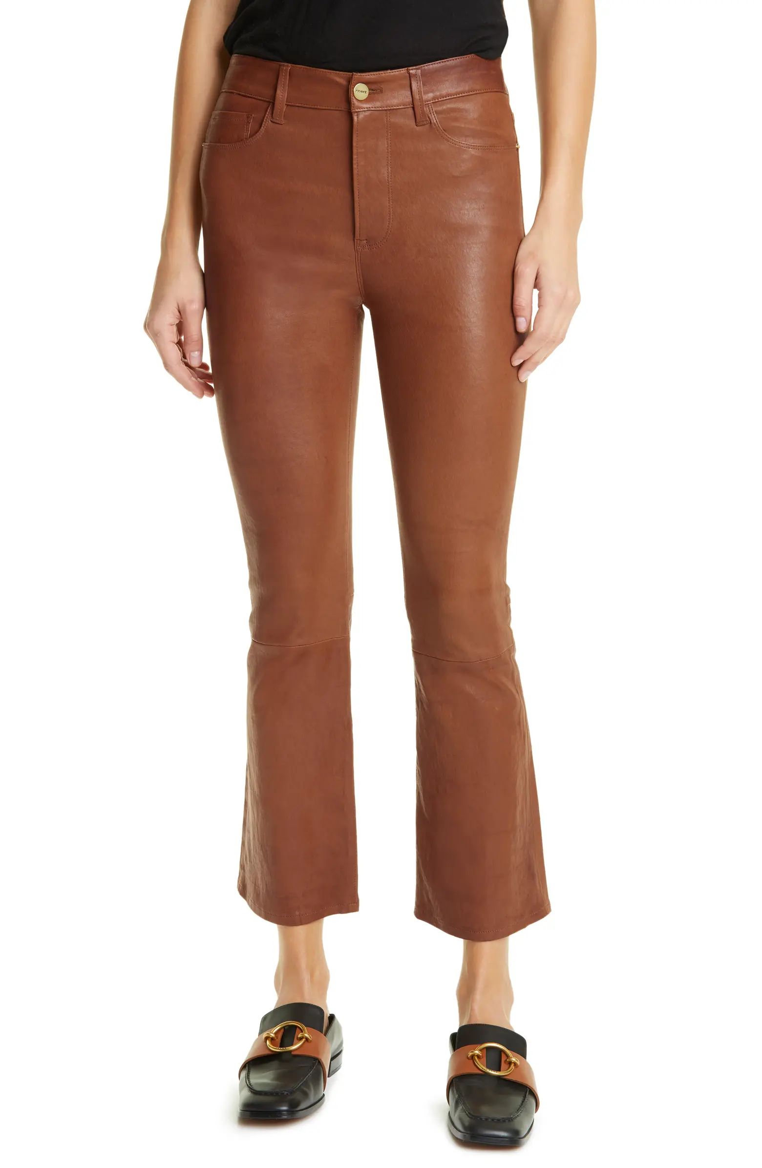 Le Crop Mini Boot Leather Pants | Nordstrom