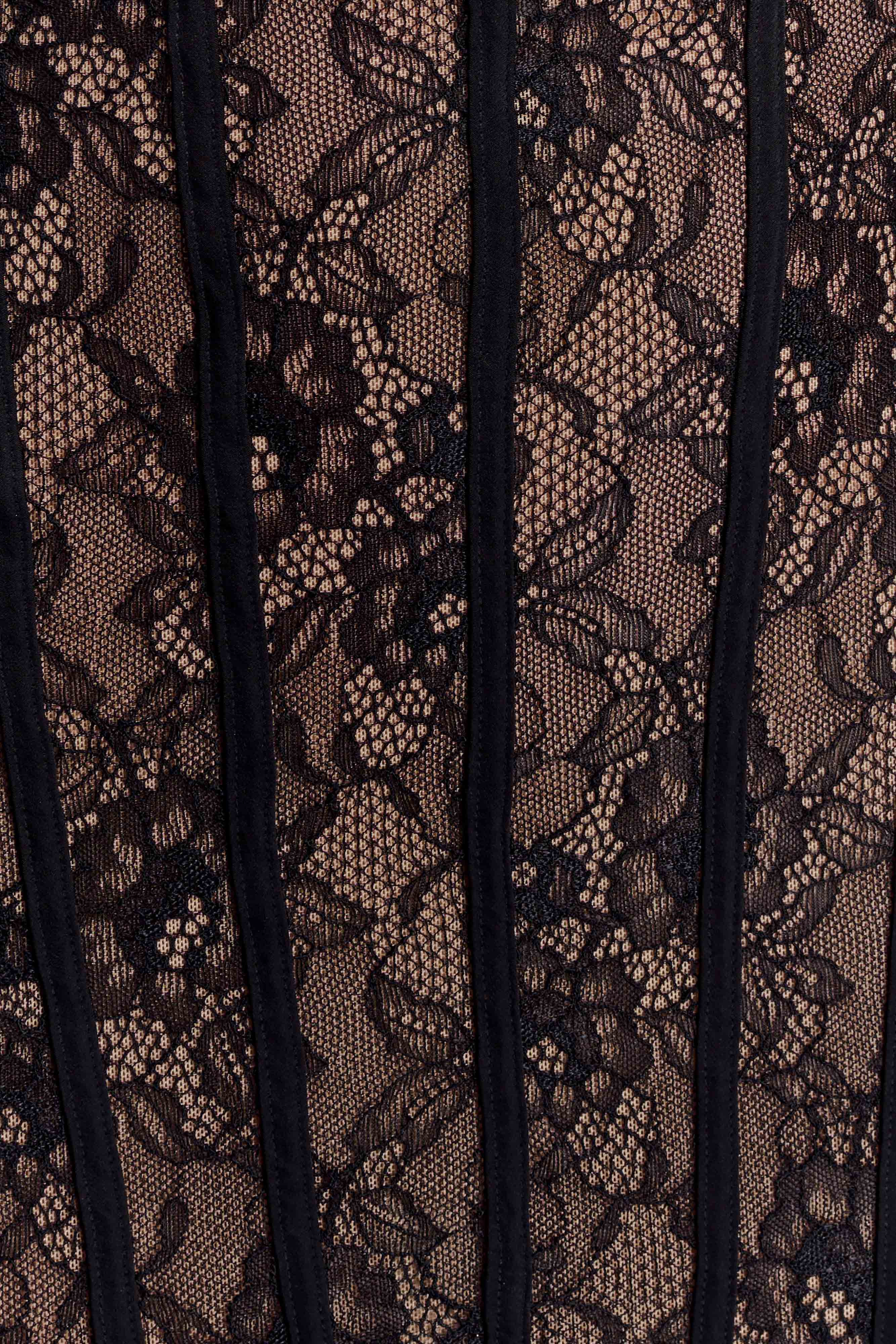 Jeannette Panelled Lace Mini Dress - Black | Meshki UK