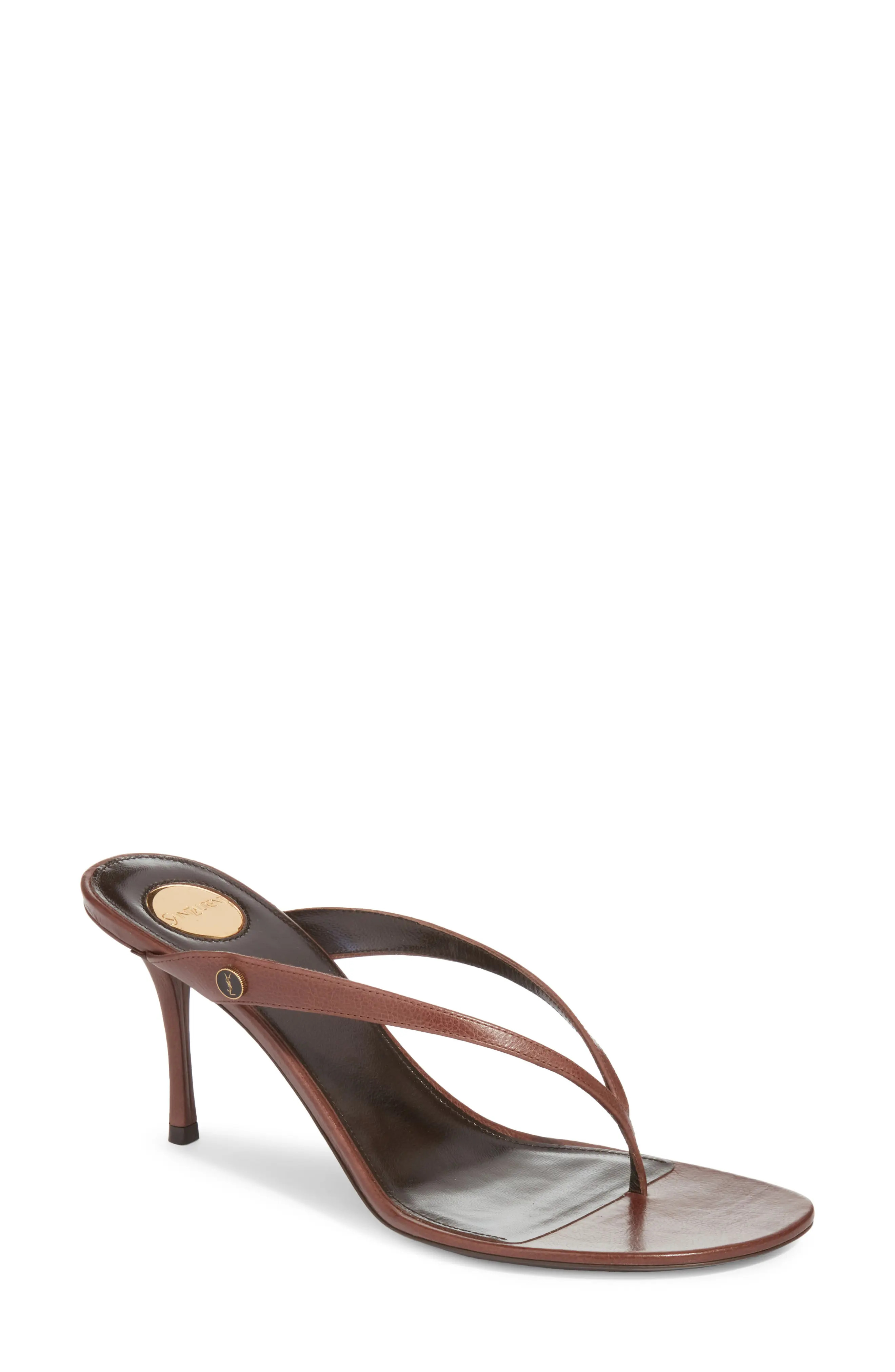 Saint Laurent Sue Thong Sandal in Brown at Nordstrom, Size 38.5 | Nordstrom