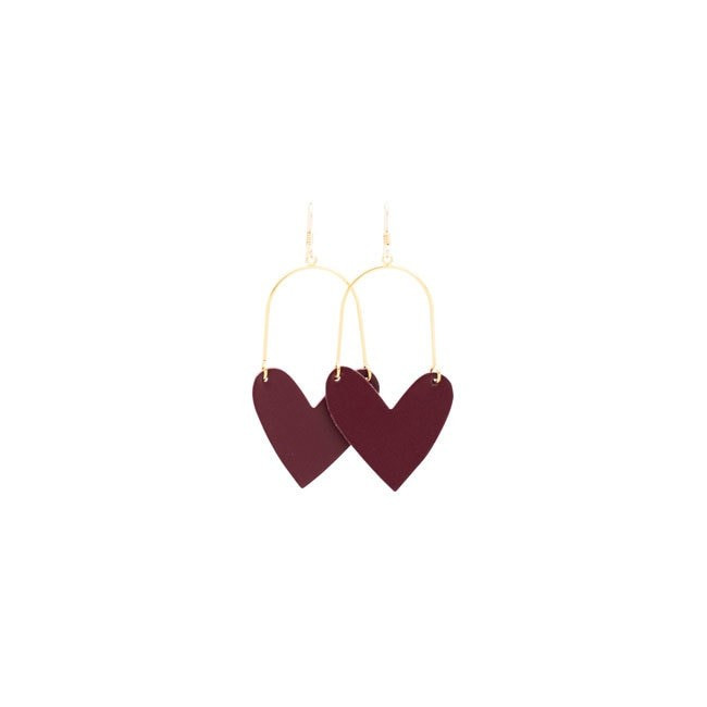 Sweetheart Hoop Select Burgundy Leather Earrings | Nickel and Suede