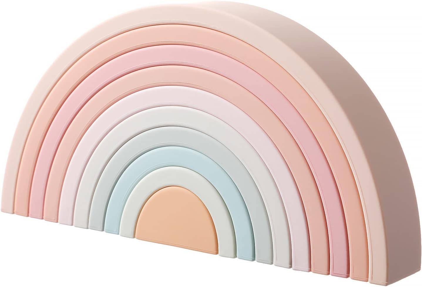 MCGMITT Rainbow Stacking Toy, Silicone Rainbow Stacker for Todders, Montessori Nesting Blocks, Bu... | Amazon (US)