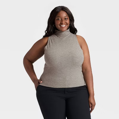 Women's Brushed Microfleece Tank Top - A New Day™ Gray XXL | Target