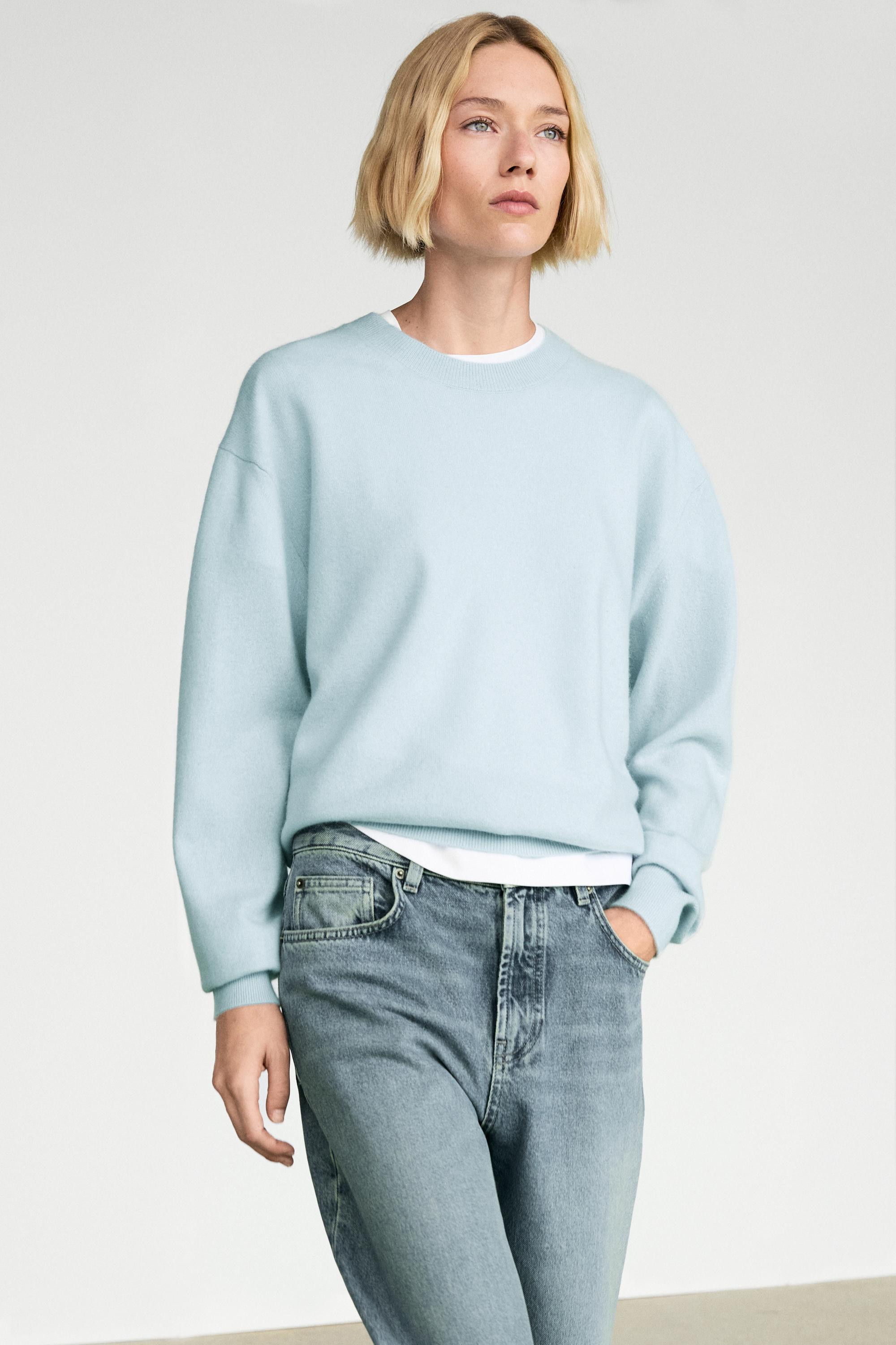 100% cashmere long sleeve sweater | Massimo Dutti UK