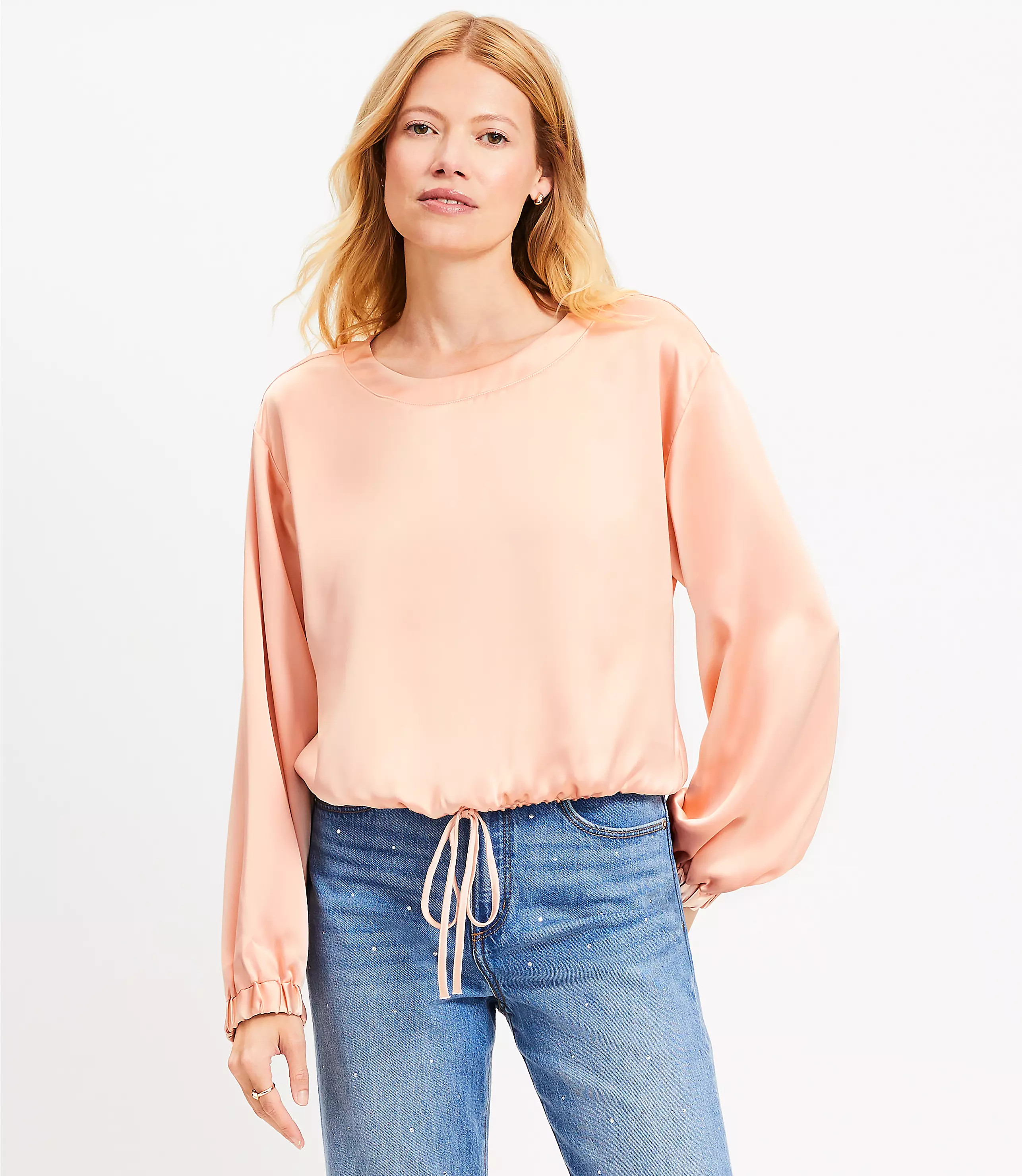 Satin Drawstring Blouse | LOFT