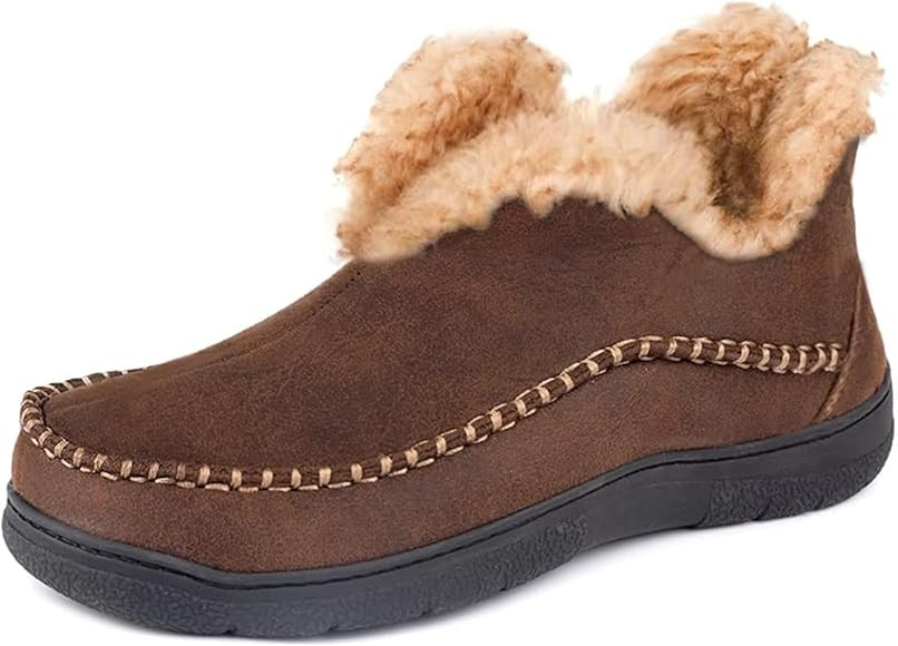 Wishcotton Men's Microsuede Fuzzy Warm Fleece Lining Moccasin Slippers Cozy Memory Foam Indoor Ou... | Amazon (CA)