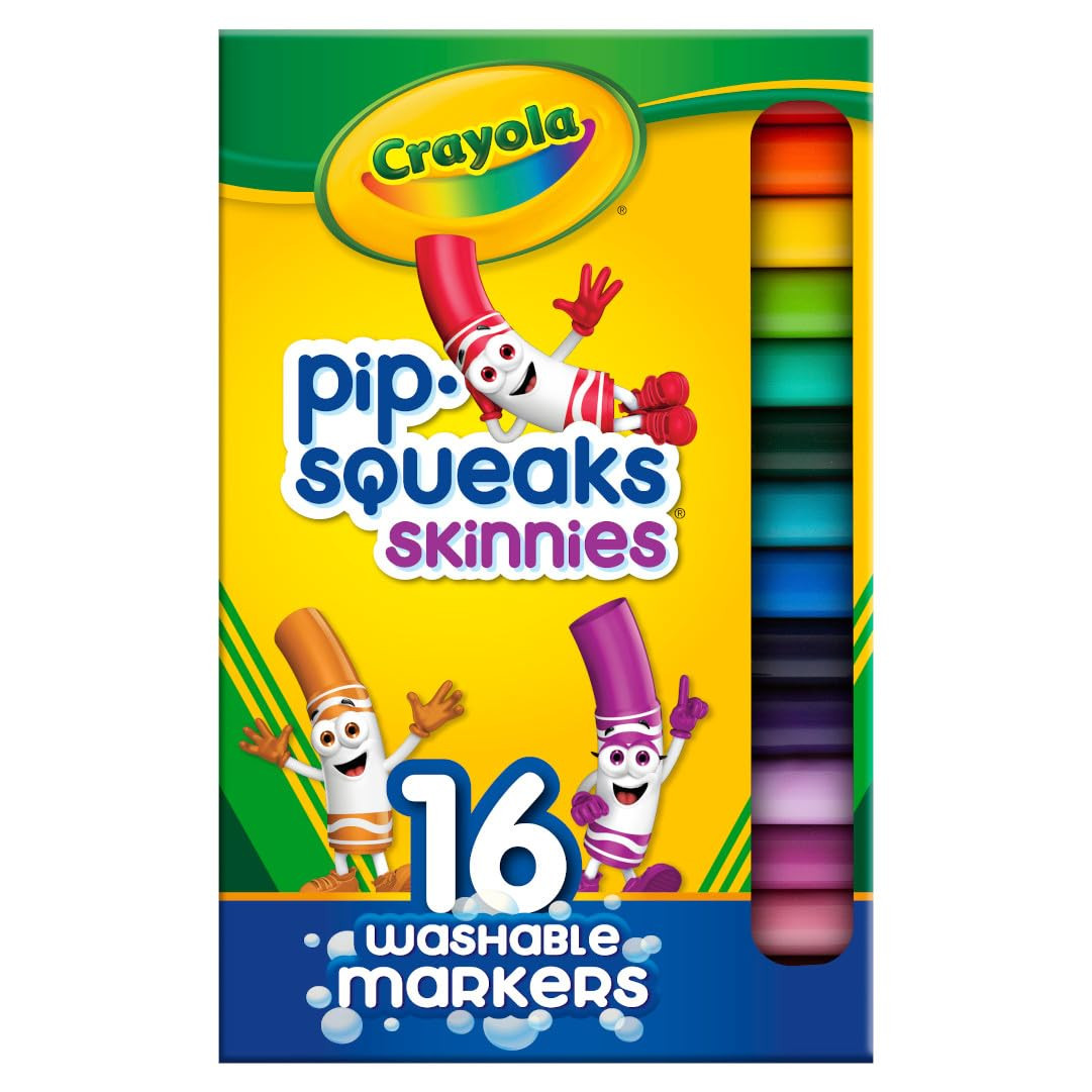Crayola Pip Squeaks Skinnies Washable Marker Set (16ct), Essential Easter Basket Stuffers, Mini M... | Amazon (US)