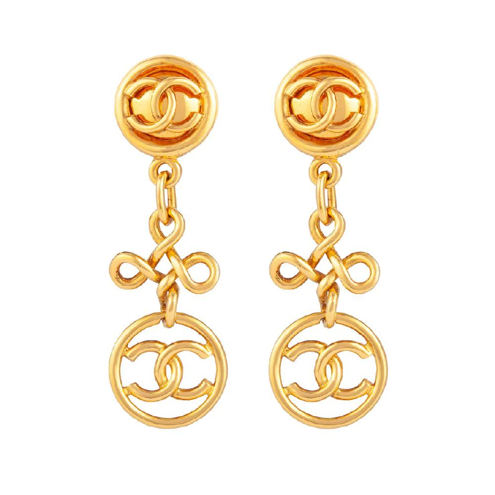 1993 Vintage Chanel Logo Clip-On Earrings | Susan Caplan