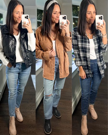 How to style Chelsea boots! 
Sweater & vest: small
Shacket: small 
Plaid top: small
Bodysuit: medium
Jeans: size 4

#LTKunder50 #LTKstyletip #LTKSeasonal