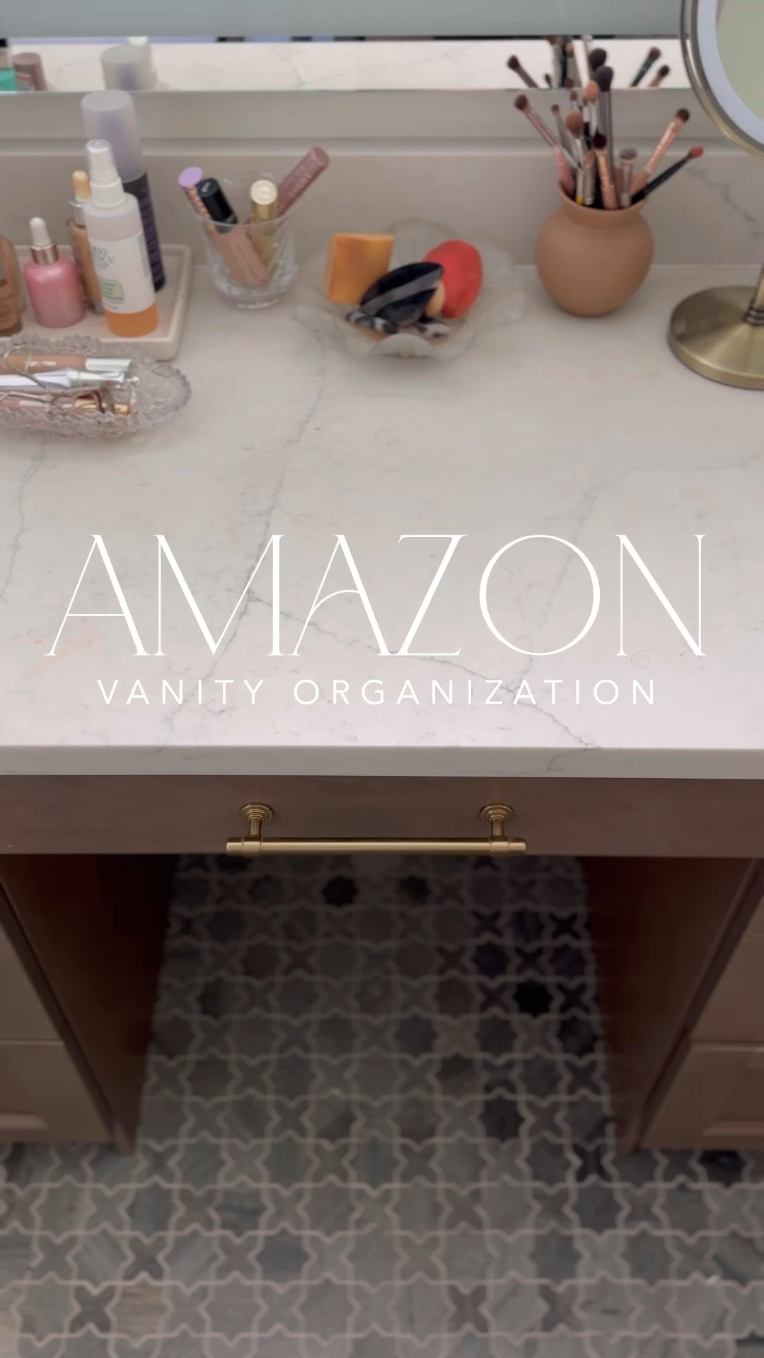 Amazon bathroom makeup vanity organization! Love this LED wireless makeup mirror as well, the brass finish is so pretty!

#LTKHome #LTKBeauty #LTKFindsUnder50