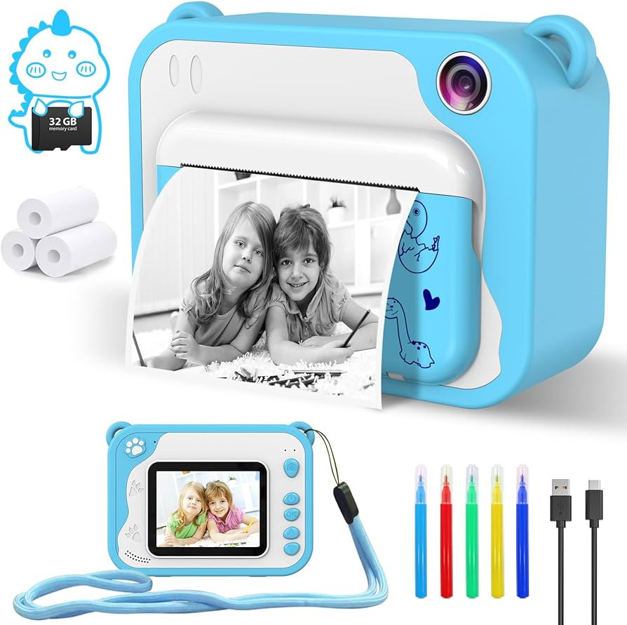 Kids Camera Toddler Camera Instant Print, 1080P Video, 32GB SD Card, Childrens Toy Easter Birthda... | Amazon (US)
