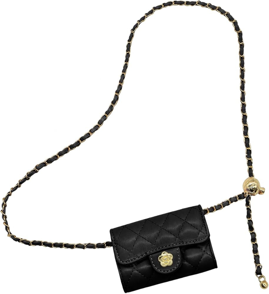 YAMEIZE Mini PU Leather Chain Belt Bag for Women Quilted Waist Purse Crossbody Fanny Pack Detacha... | Amazon (US)