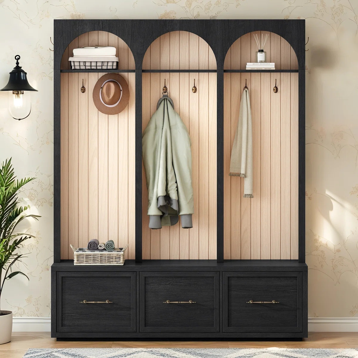 Hall Tree 59.02" Wide With Bench And Storage | Wayfair North America