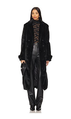 Bardot Faux Fur Trench Coat in Black from Revolve.com | Revolve Clothing (Global)