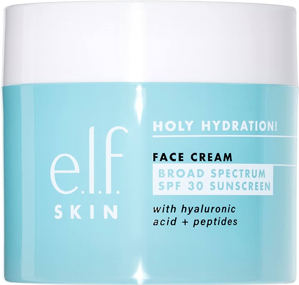 e.l.f. Holy Hydration! Face Cream, Broad Spectrum SPF 30 Sunscreen, Moisturizes & Softens Skin, Q... | Amazon (US)