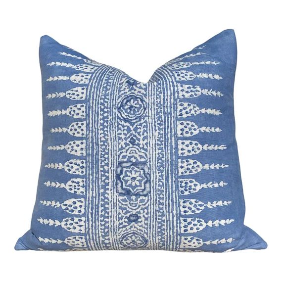 Thibaut Javanese Stripe Pillow in Wedgwood Blue . Lumbar | Etsy | Etsy (US)