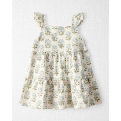 Little Planet by Carter's Organic Baby Knit Dress - 12M: Floral Pattern, Squareneckline, Sleeveless, Back Button Down | Target