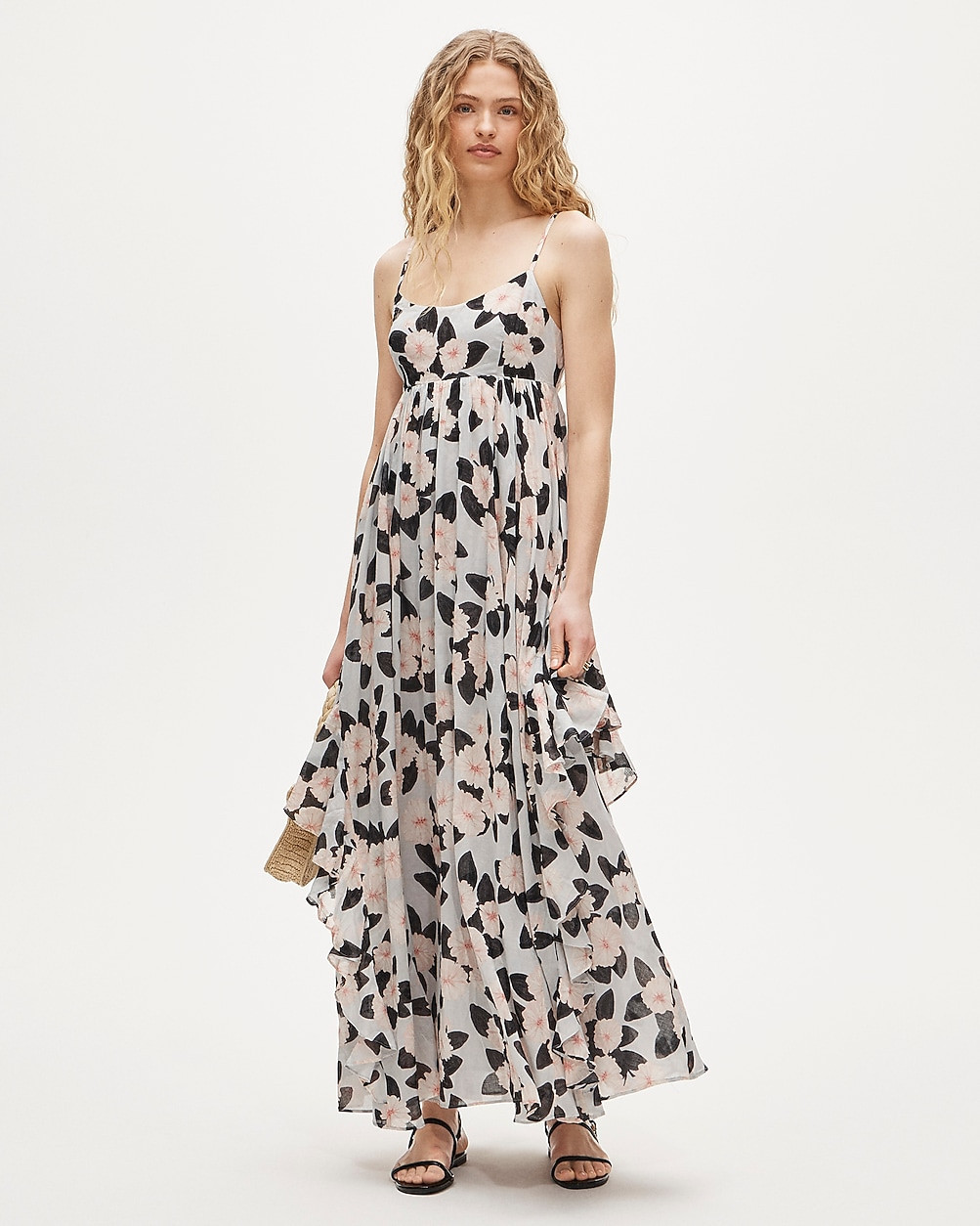 Ruffle maxi dress in peony print | J. Crew US