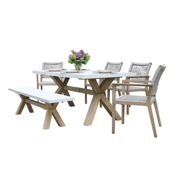 Fleur 74'' Rectangular 7 - Person Outdoor Dining Set | Wayfair North America