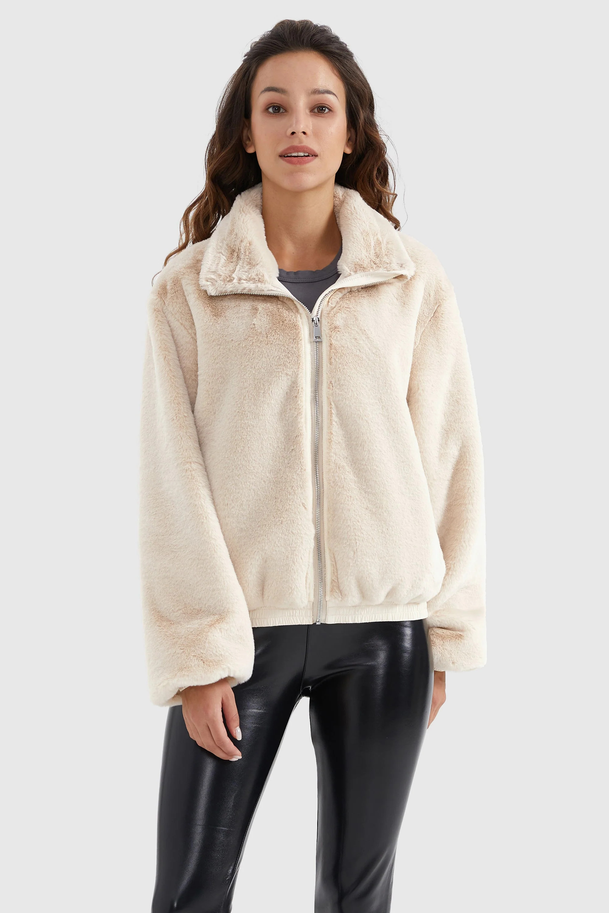 Orolay Women's Solid Faux Fur Winter Fuzzy Coat | Orolay