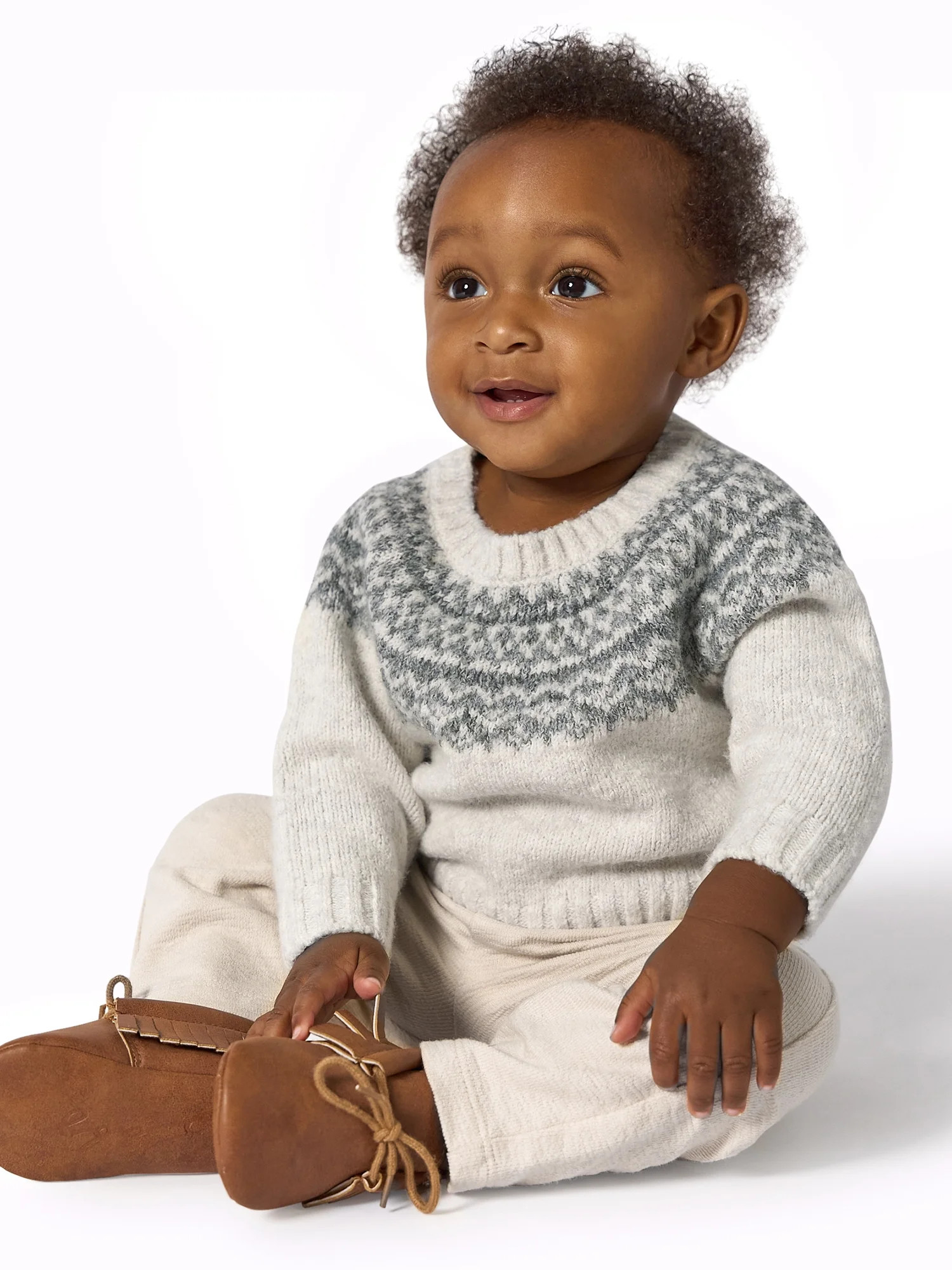 Modern Moments by Gerber Baby Boy Raglan Sleeve Fairsle Sweater, Sizes 0/3 Months - 24 Months | Walmart (US)