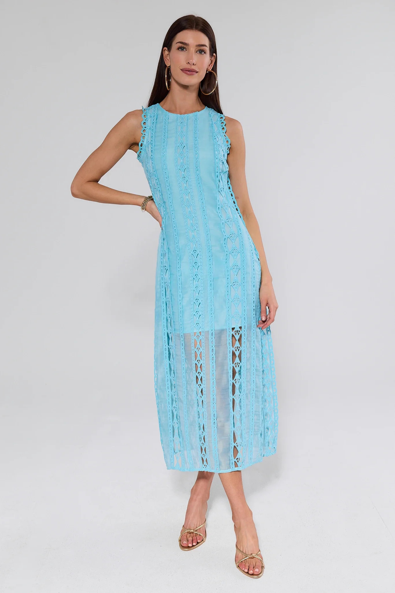 Teal Woven Overlay Midi Dress | Avara